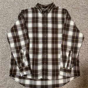Cabela's Men's Casual Brown and White Plaid Shirt
